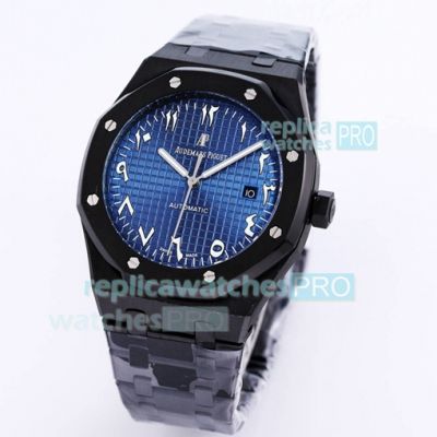 Replica Audemars Piguet Royal Oak Black Watch 41MM Blue Arabic Dial 41MM